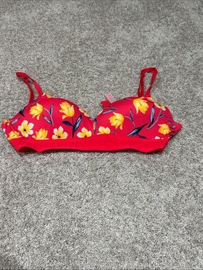 Victoria's Secret PINK Red Bra with Pink Lining and Yellow Accent